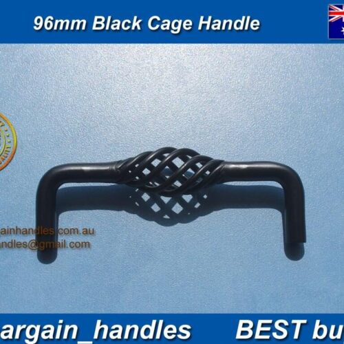 French Provincial Black 96mm black Basketweave Cage Wrought Iron D Handle