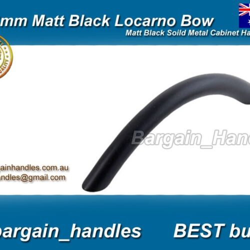 96mm Matt Black Locarno Bow Handles Solid Metal