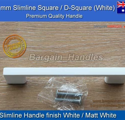 96mm Slimline Handle D-Square Matte White