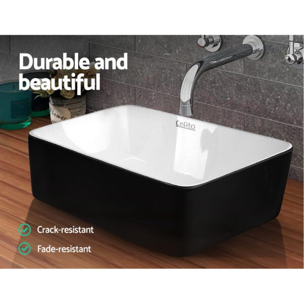 Cefito Ceramic Bathroom Basin Sink Vanity Above Counter Basins Bowl Black White