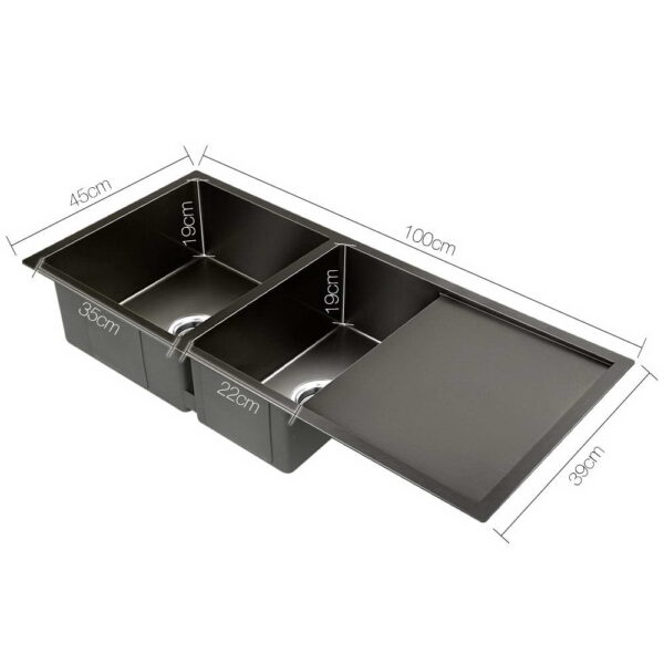 Cefito 1000 x 450mm Stainless Steel Sink Silver Black