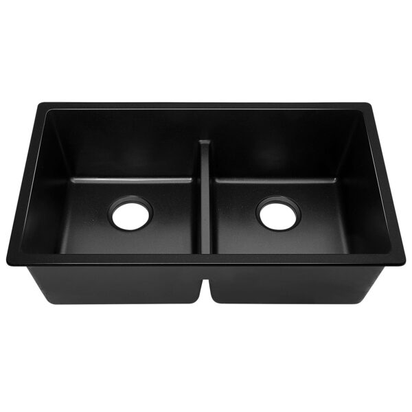 Cefito Stone Granite Kitchen Sink Double Bowl Top Undermount 790x460mm Black