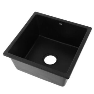 Cefito Kitchen Sink Stone Granite Laundry Top/Undermount Singe Black 450x450mm