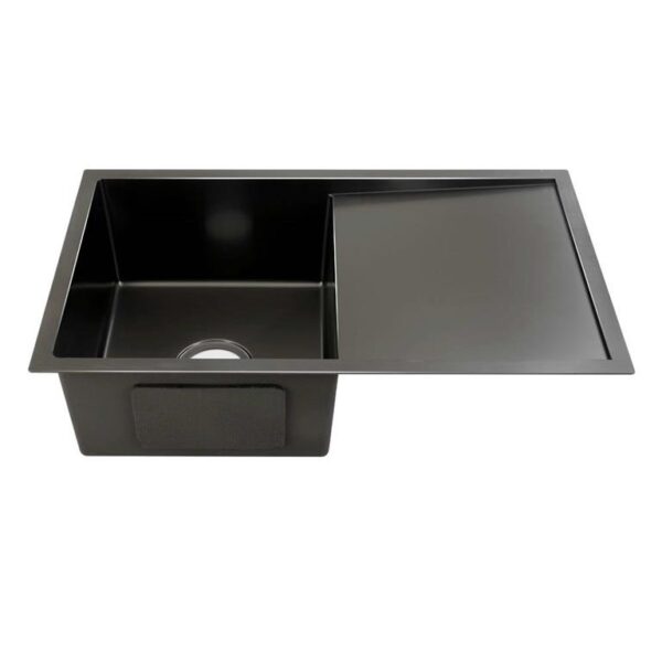 Cefito Kitchen Sink Nano Stainless Steel Single Bowl Black Laundry 750x450mm