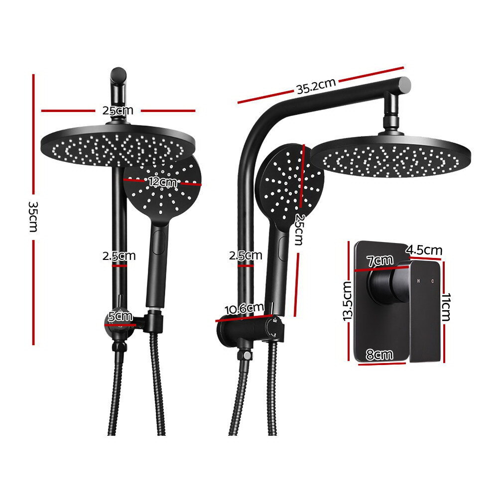 Cefito 9'' Rain Shower Head Set Handheld Round High Pressure Mixer Tap Black - product image 2