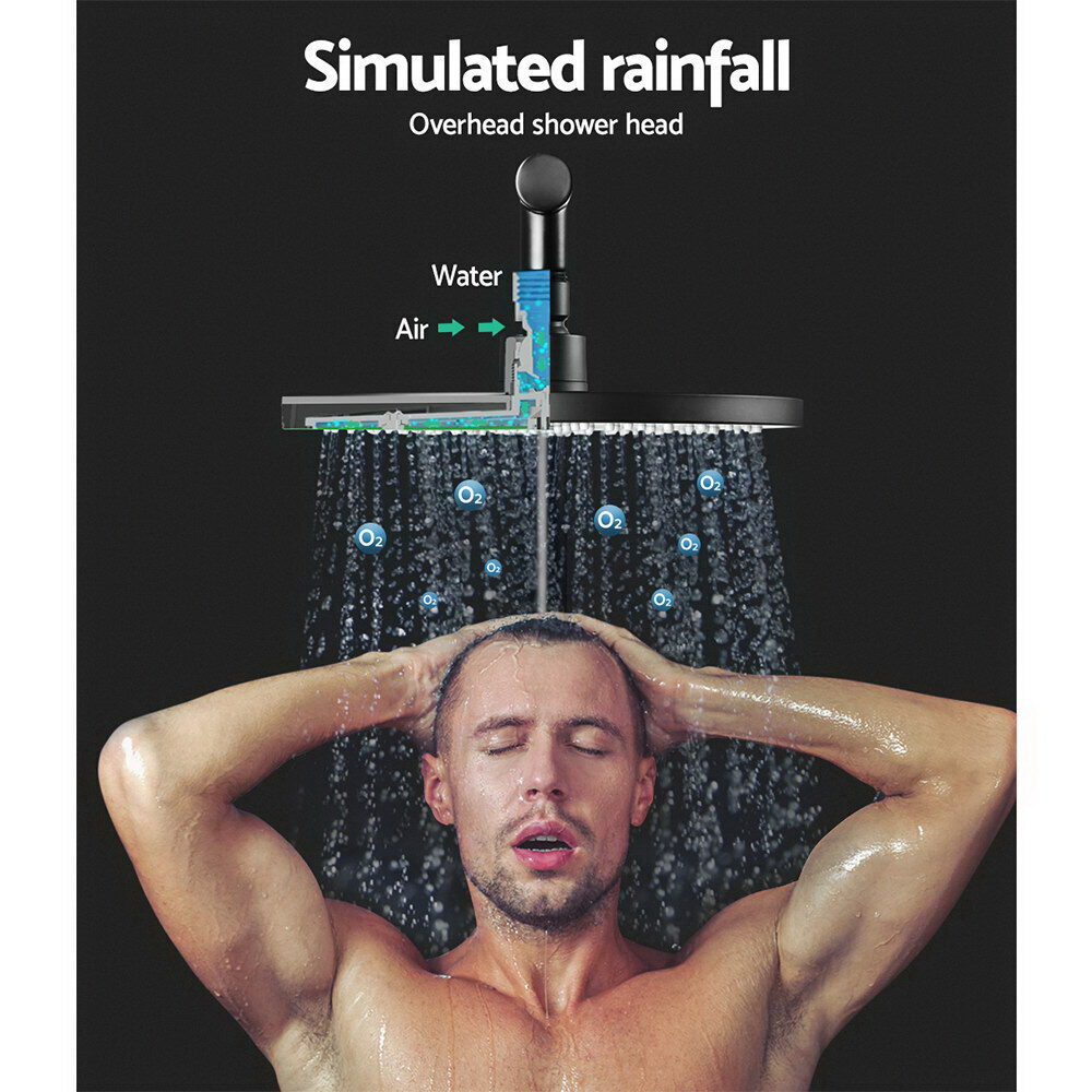 Cefito 9'' Rain Shower Head Set Handheld Round High Pressure Mixer Tap Black - product image 3