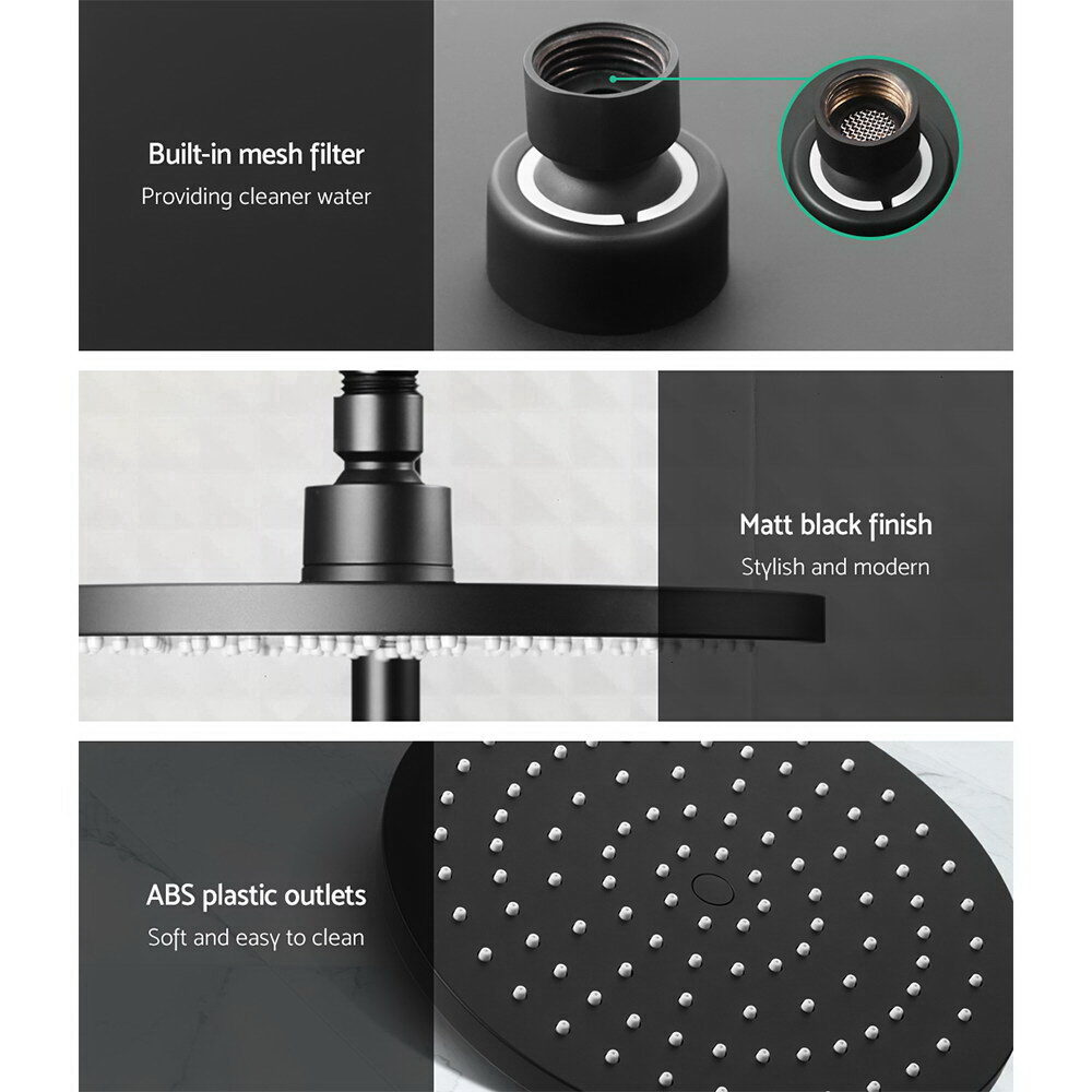 Cefito 9'' Rain Shower Head Set Handheld Round High Pressure Mixer Tap Black - product image 4