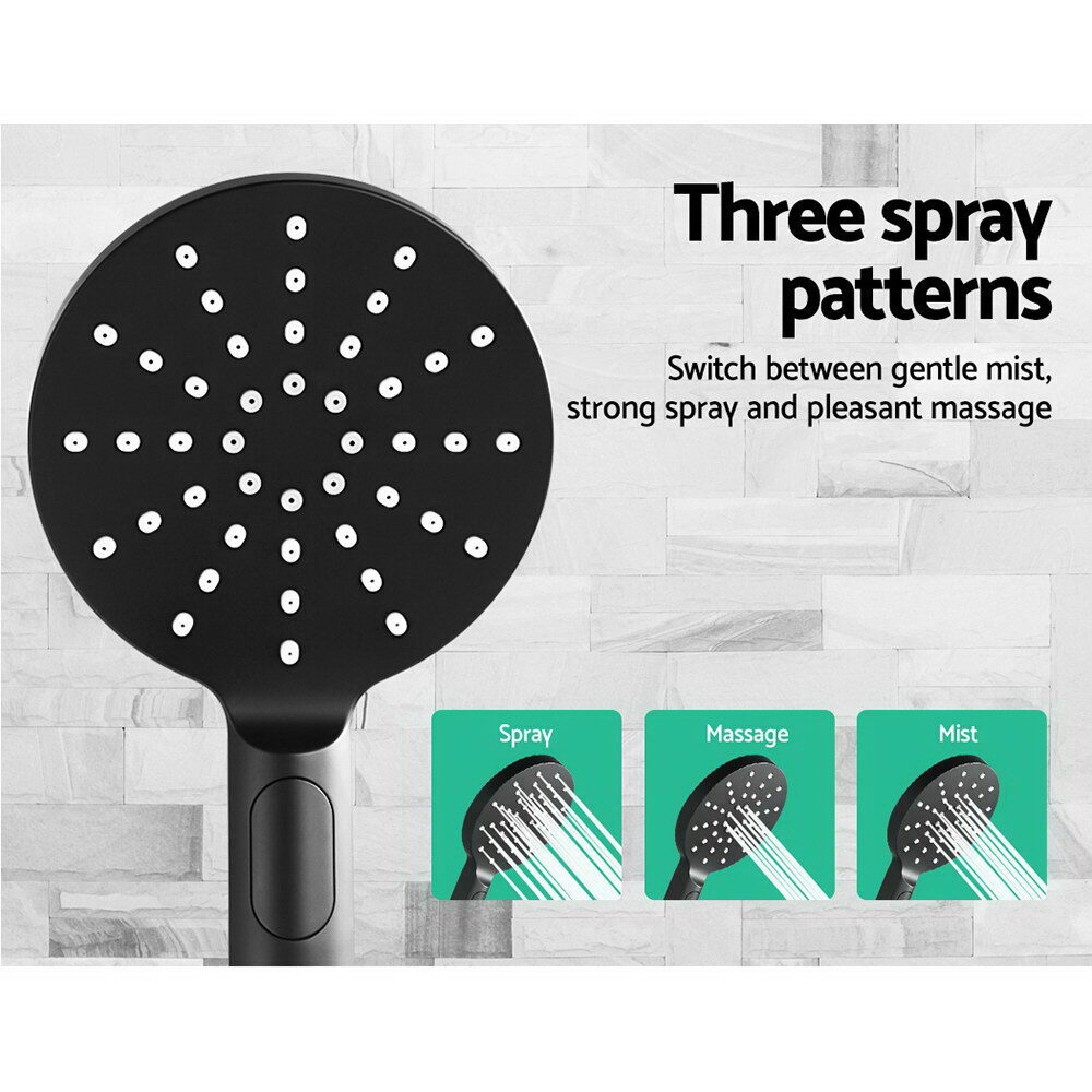 Cefito 9'' Rain Shower Head Set Handheld Round High Pressure Twins Tap Black - product image 5