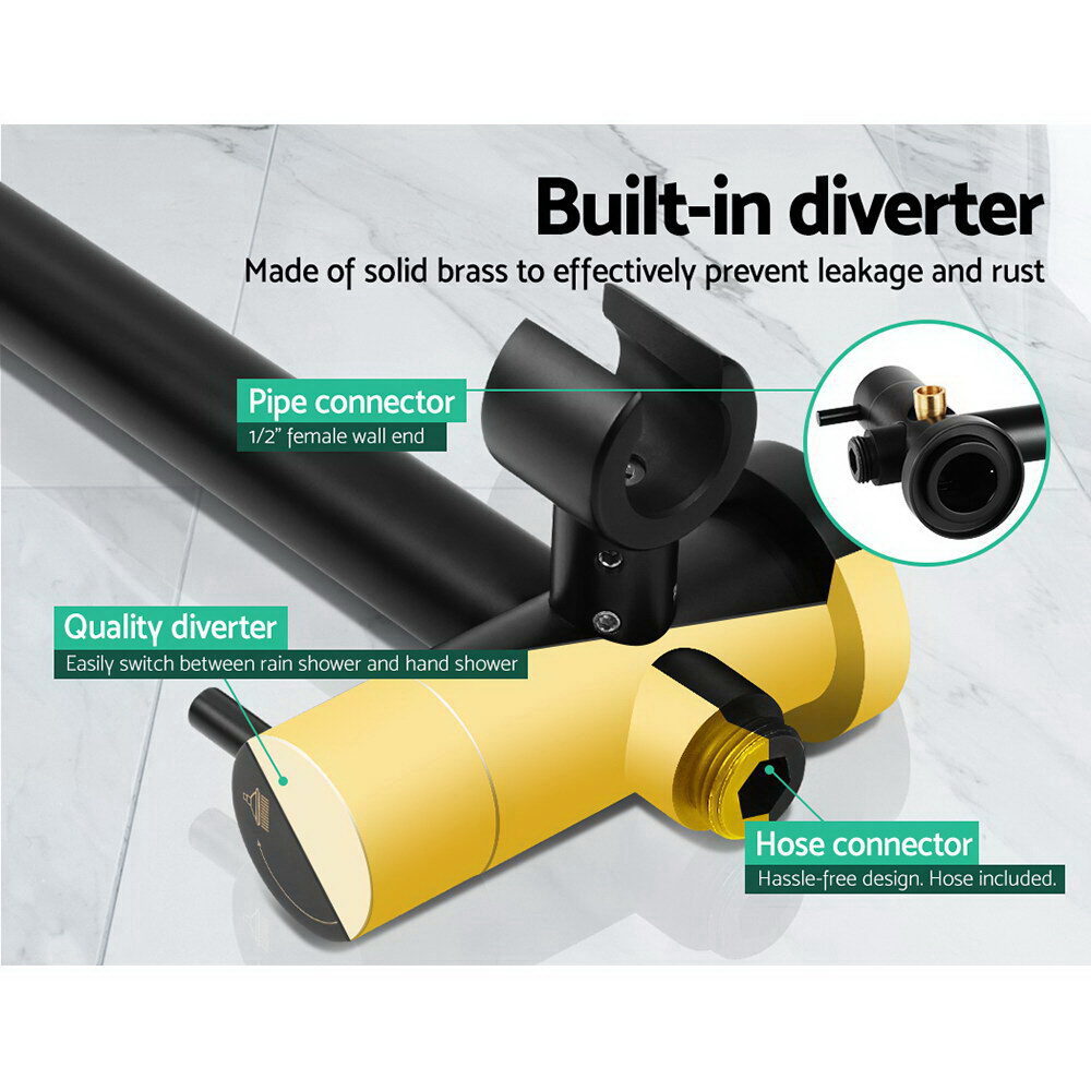Cefito 9'' Rain Shower Head Set Handheld Round High Pressure Twins Tap Black - product image 6