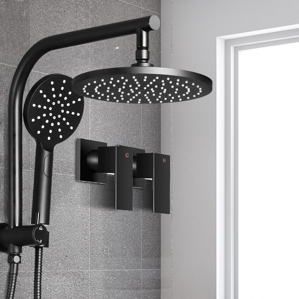 Cefito 9'' Rain Shower Head Set Handheld Round High Pressure Twins Tap Black - product image 8