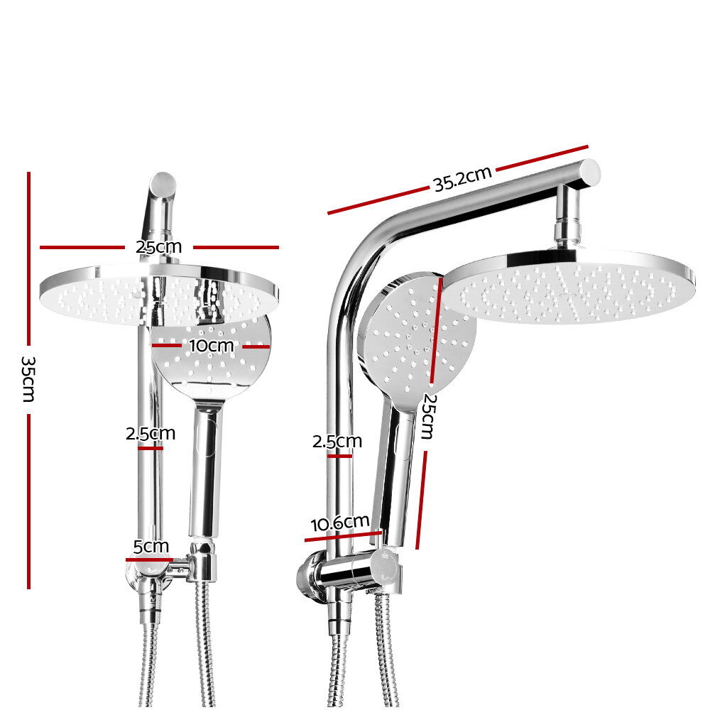 Cefito 9'' Rain Shower Head Set Handheld Round High Pressure Chrome - product image 2