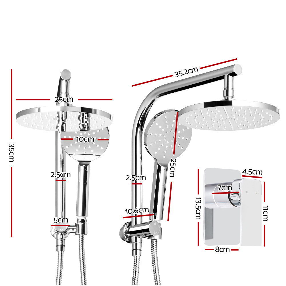 Cefito 9'' Rain Shower Head Set Handheld Round High Pressure Mixer Tap Chrome - product image 2