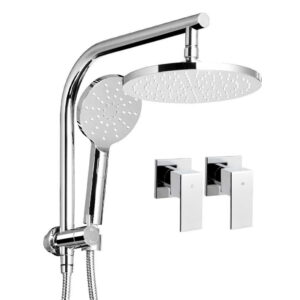 Cefito 9'' Rain Shower Head Set Handheld Round High Pressure Twins Tap Chome