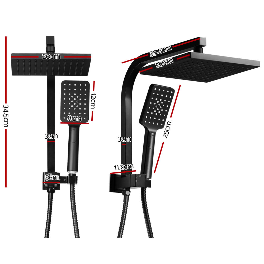 Cefito 8'' Rain Shower Head Set Handheld Square High Pressure Black - product image 2