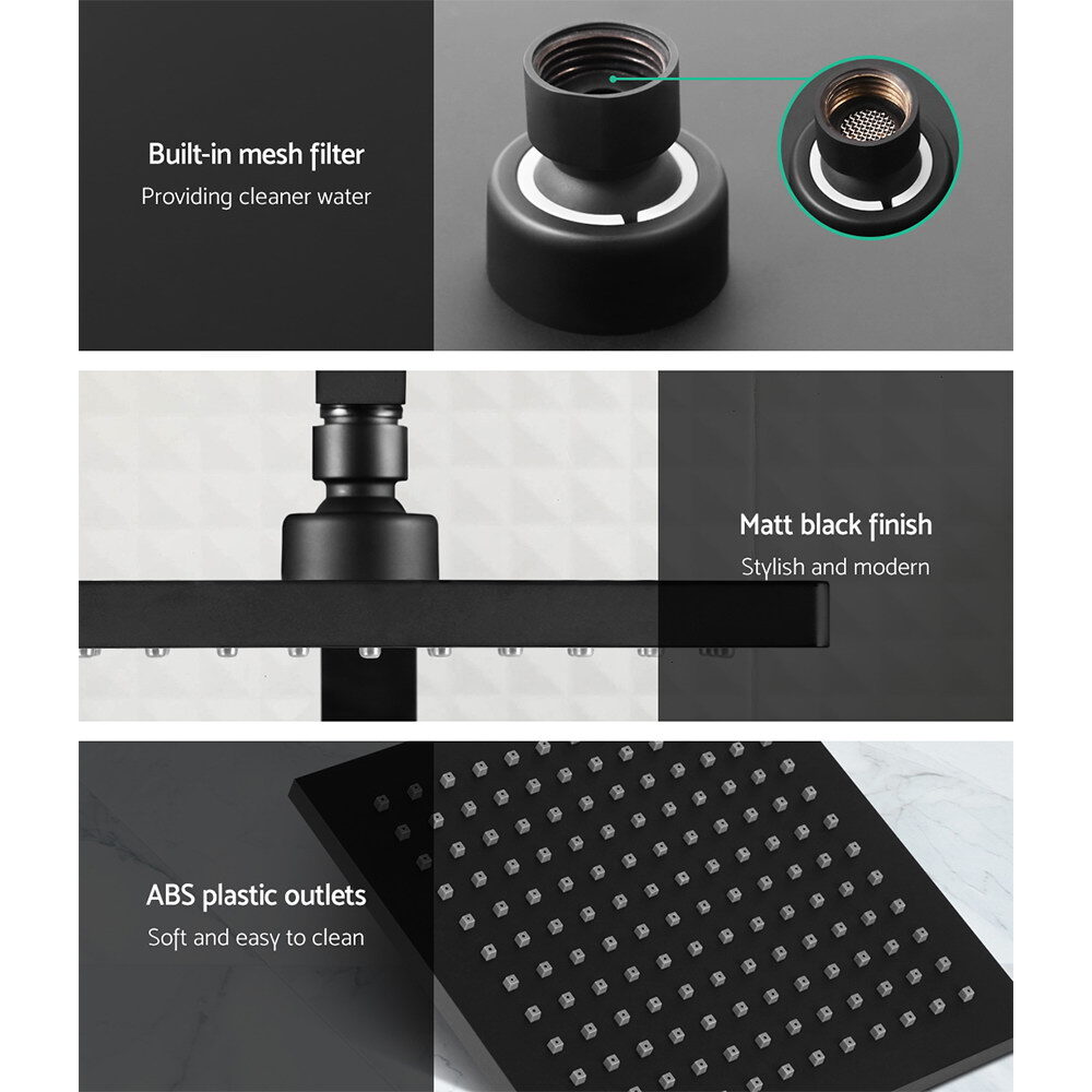 Cefito 8'' Rain Shower Head Set Handheld Square High Pressure Black - product image 4