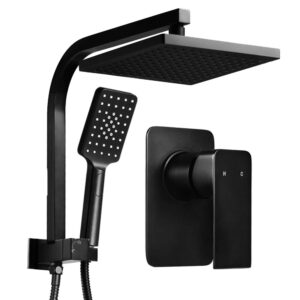 Cefito 8'' Rain Shower Head Set Handheld Square High Pressure Mixer Tap Black - SHOWER-A2-SQ-8-BK-MIXER