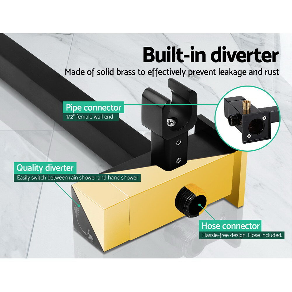 Cefito 8'' Rain Shower Head Set Handheld Square High Pressure Mixer Tap Black - product image 6