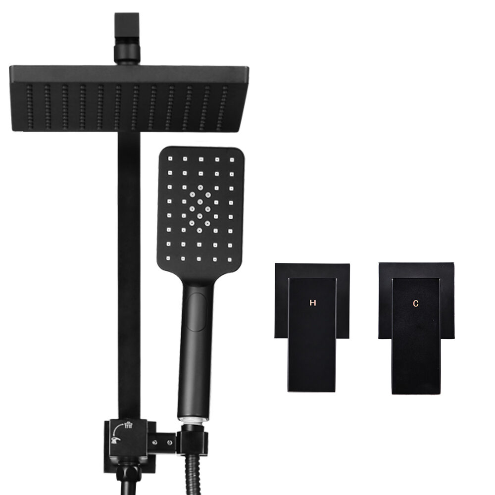 Cefito 8'' Rain Shower Head Set Handheld Square High Pressure Twins Tap Black - product image 3