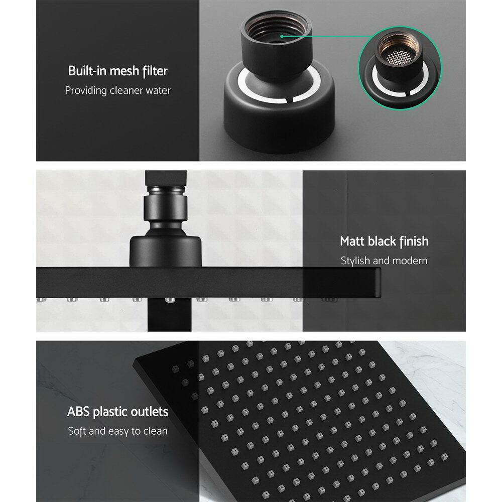 Cefito 8'' Rain Shower Head Set Handheld Square High Pressure Twins Tap Black - product image 4