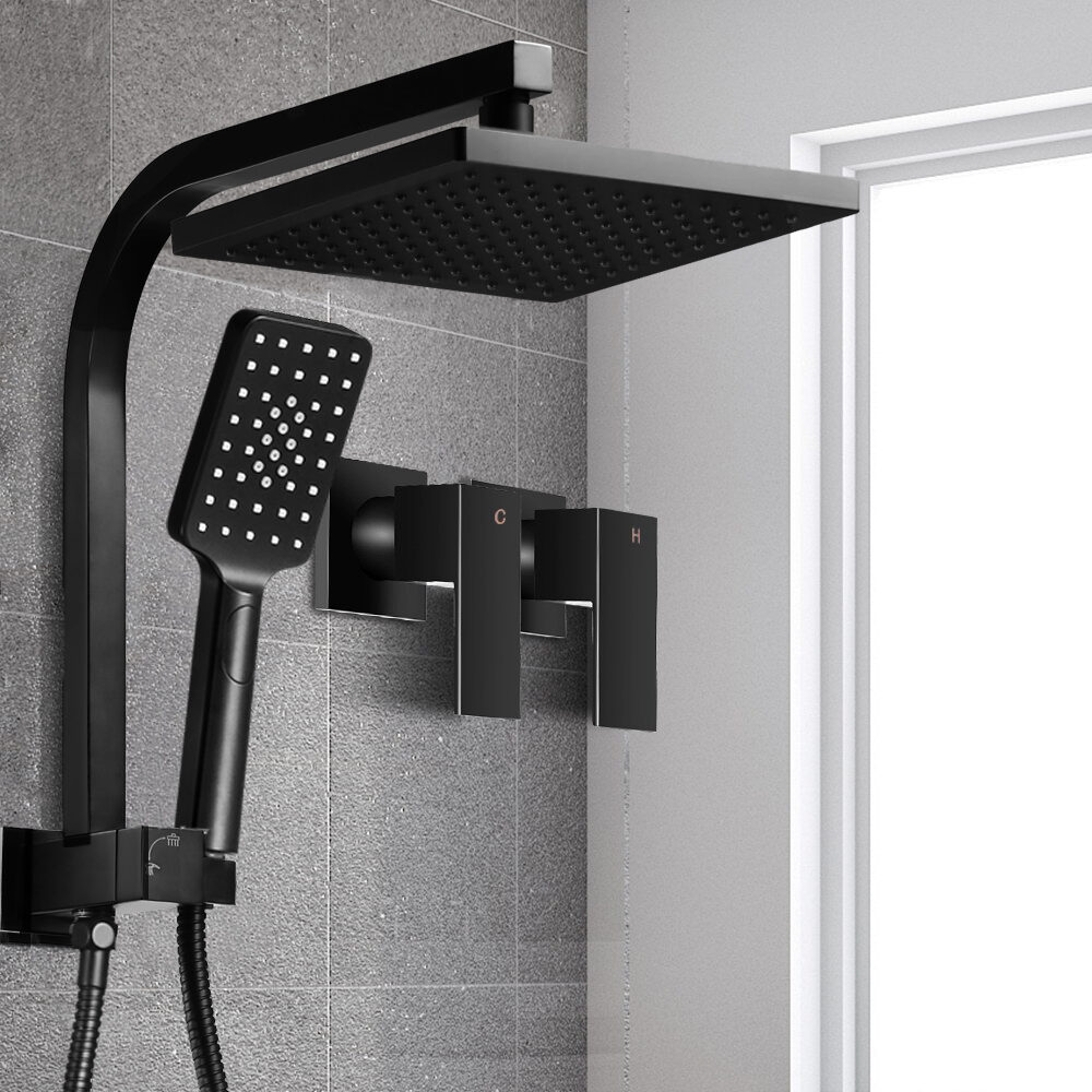 Cefito 8'' Rain Shower Head Set Handheld Square High Pressure Twins Tap Black - product image 8