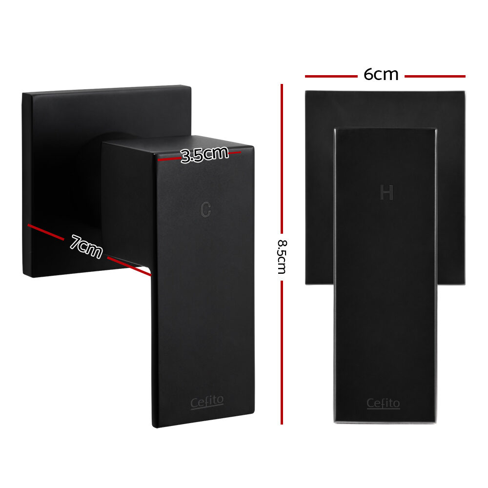 Cefito Shower Twins Tap Wall Bath Taps Brass Hot Cold Basin Bathroom Black - product image 2