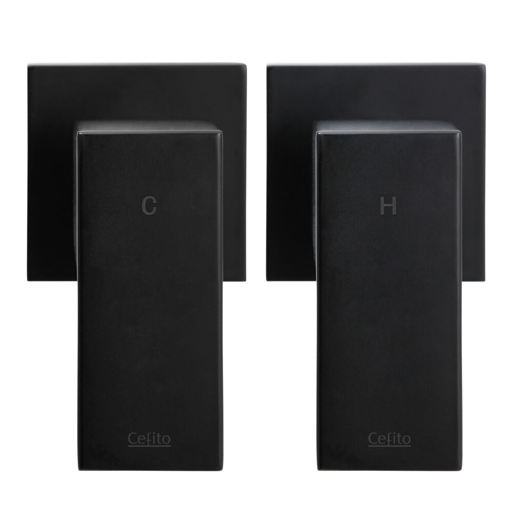 Cefito Shower Twins Tap Wall Bath Taps Brass Hot Cold Basin Bathroom Black - product image 3