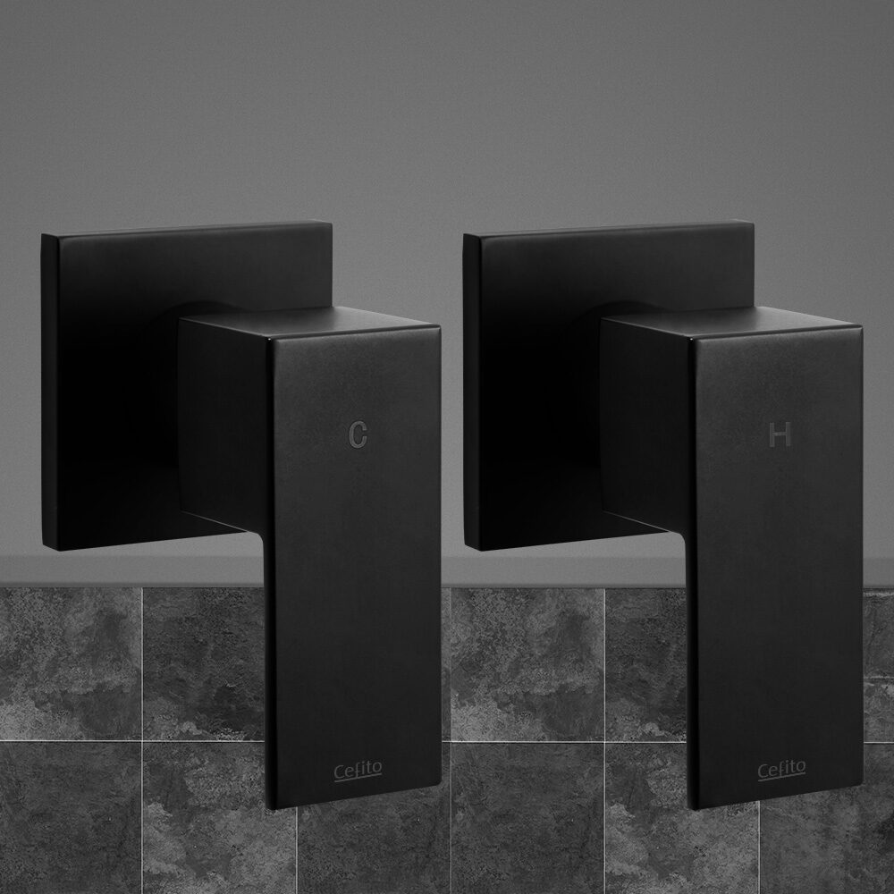 Cefito Shower Twins Tap Wall Bath Taps Brass Hot Cold Basin Bathroom Black - product image 8