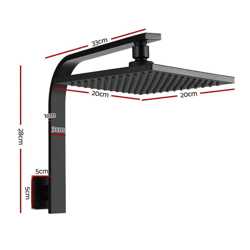 Cefito 8'' Rain Shower Head Wall Arm Square High Pressure Black - product image 2