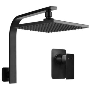 Cefito 8'' Rain Shower Head Wall Arm Square High Pressure Mixer Tap Black - SHOWER-A3-SQ-8-BK-MIXER