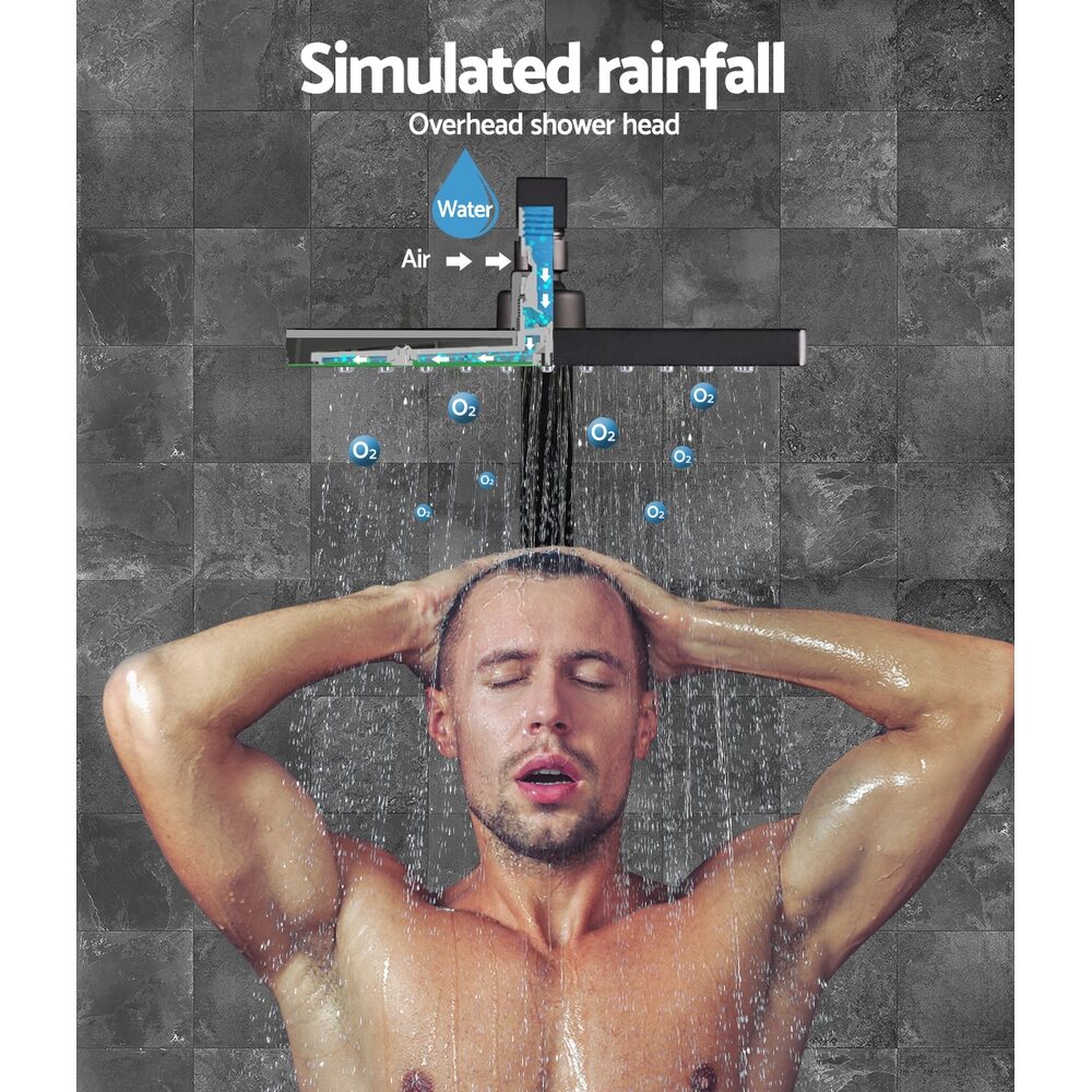 Cefito 8'' Rain Shower Head Wall Arm Square High Pressure Mixer Tap Black - product image 4