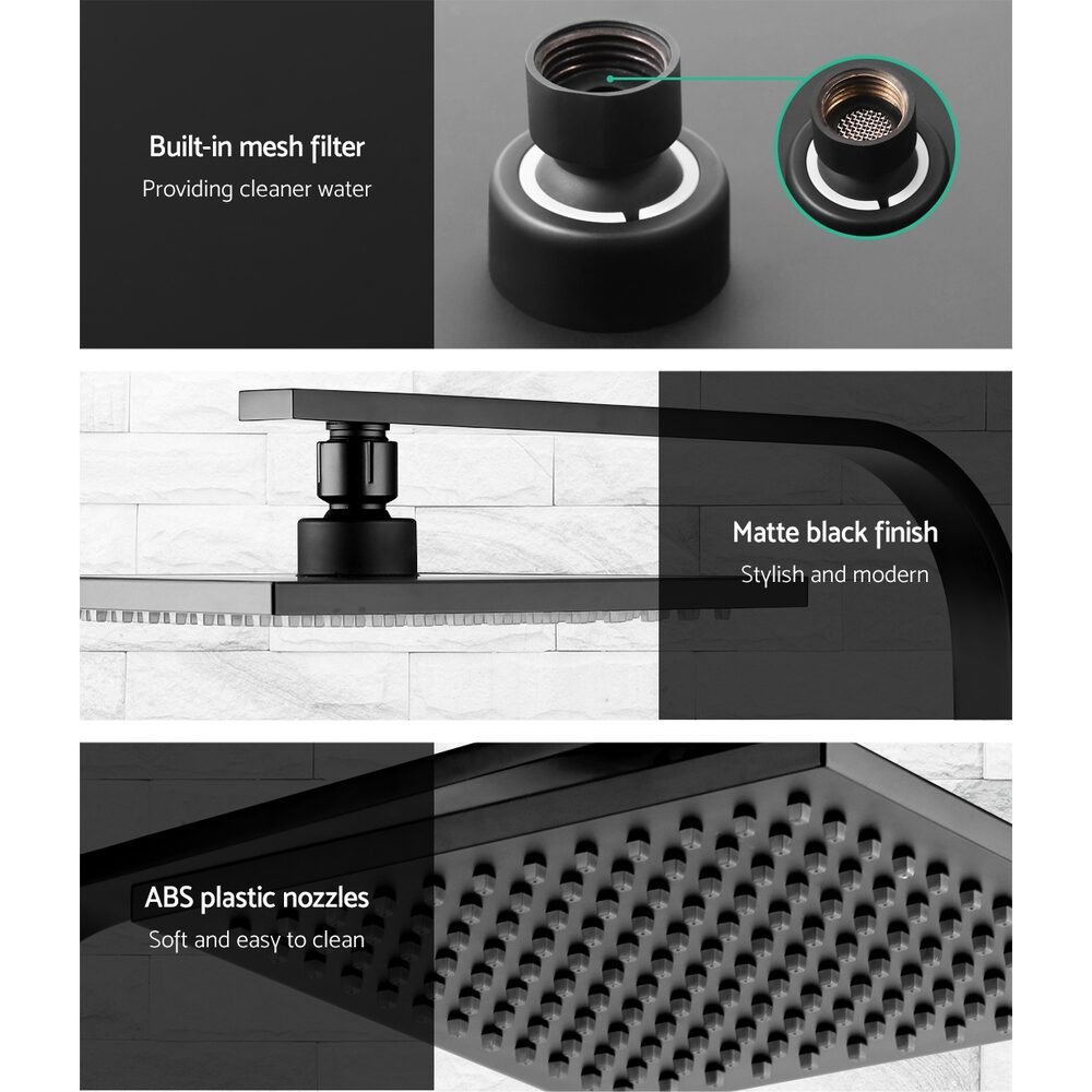 Cefito 8'' Rain Shower Head Wall Arm Square High Pressure Mixer Tap Black - product image 5