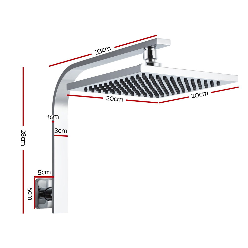 Cefito 8'' Rain Shower Head Wall Arm Square High Pressure Chrome - product image 2