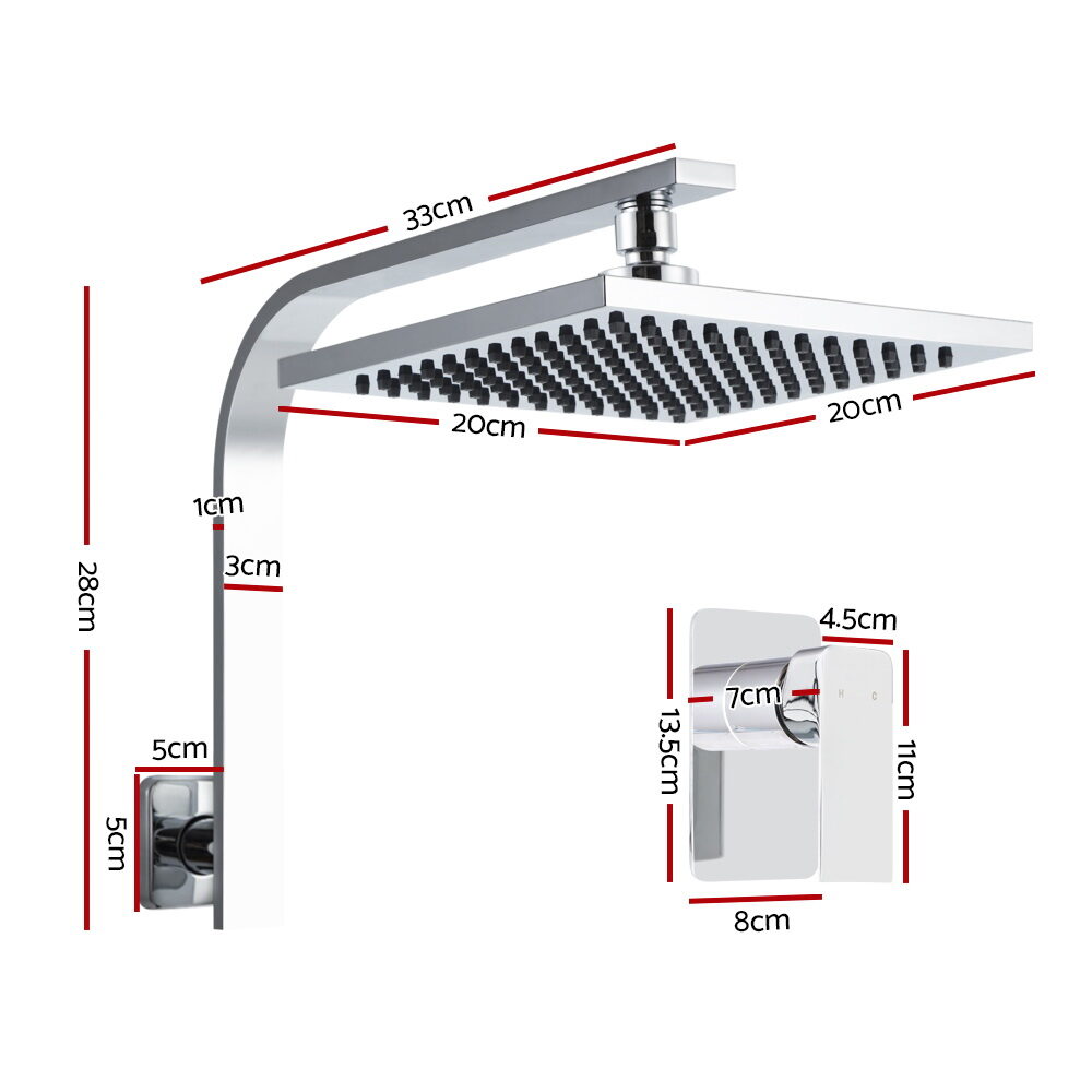 Cefito 8'' Rain Shower Head Wall Arm Square High Pressure Mixer Tap Chrome - product image 2