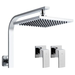 Cefito 8'' Rain Shower Head Wall Arm Square High Pressure Twins Tap Chrome - SHOWER-A3-SQ-8-SI-TAP