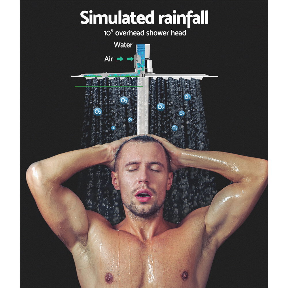 Cefito 10'' Rain Shower Head Set Handheld Square High Pressure Chrome - product image 3