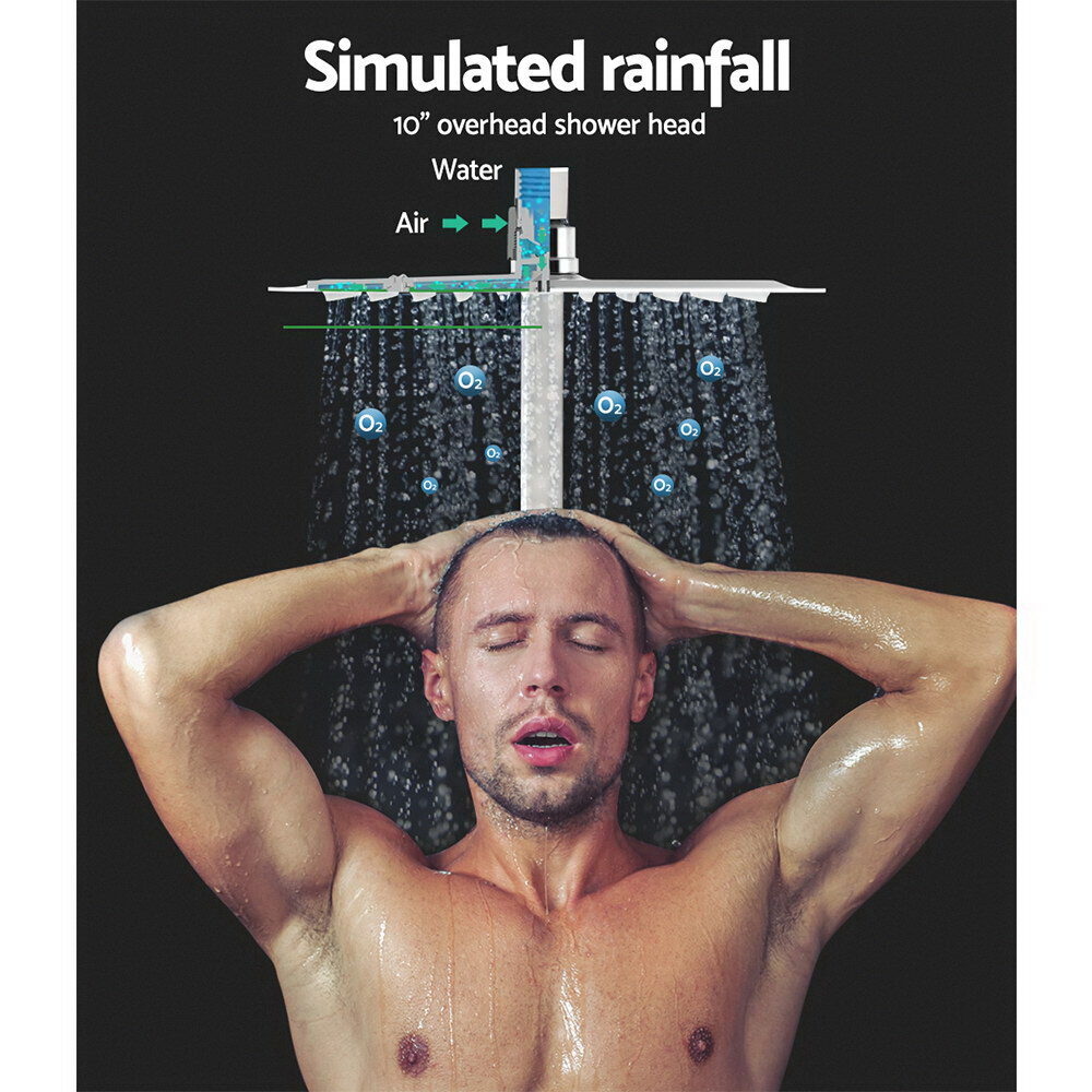 Cefito 10'' Rain Shower Head Set Handheld Square High Pressure Twins Tap Chrome - product image 3