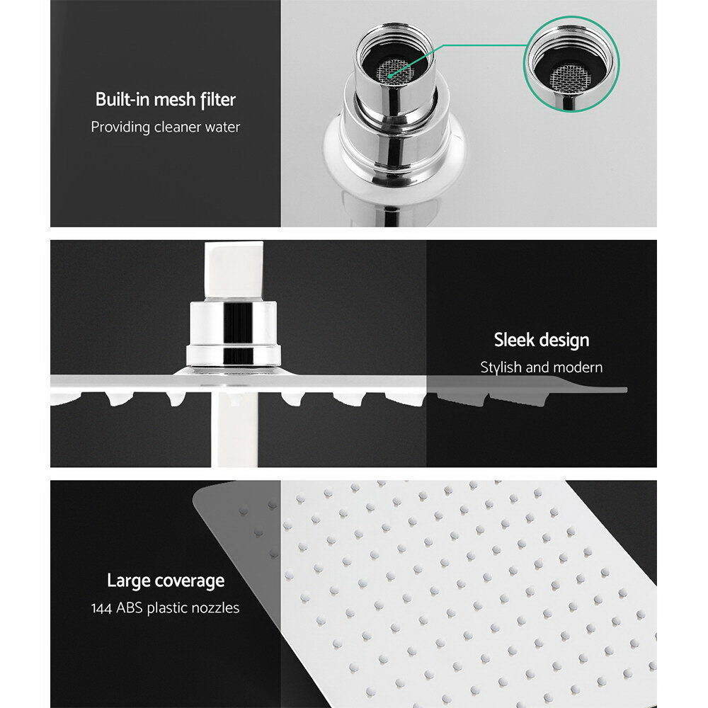 Cefito 10'' Rain Shower Head Set Handheld Square High Pressure Twins Tap Chrome - product image 4