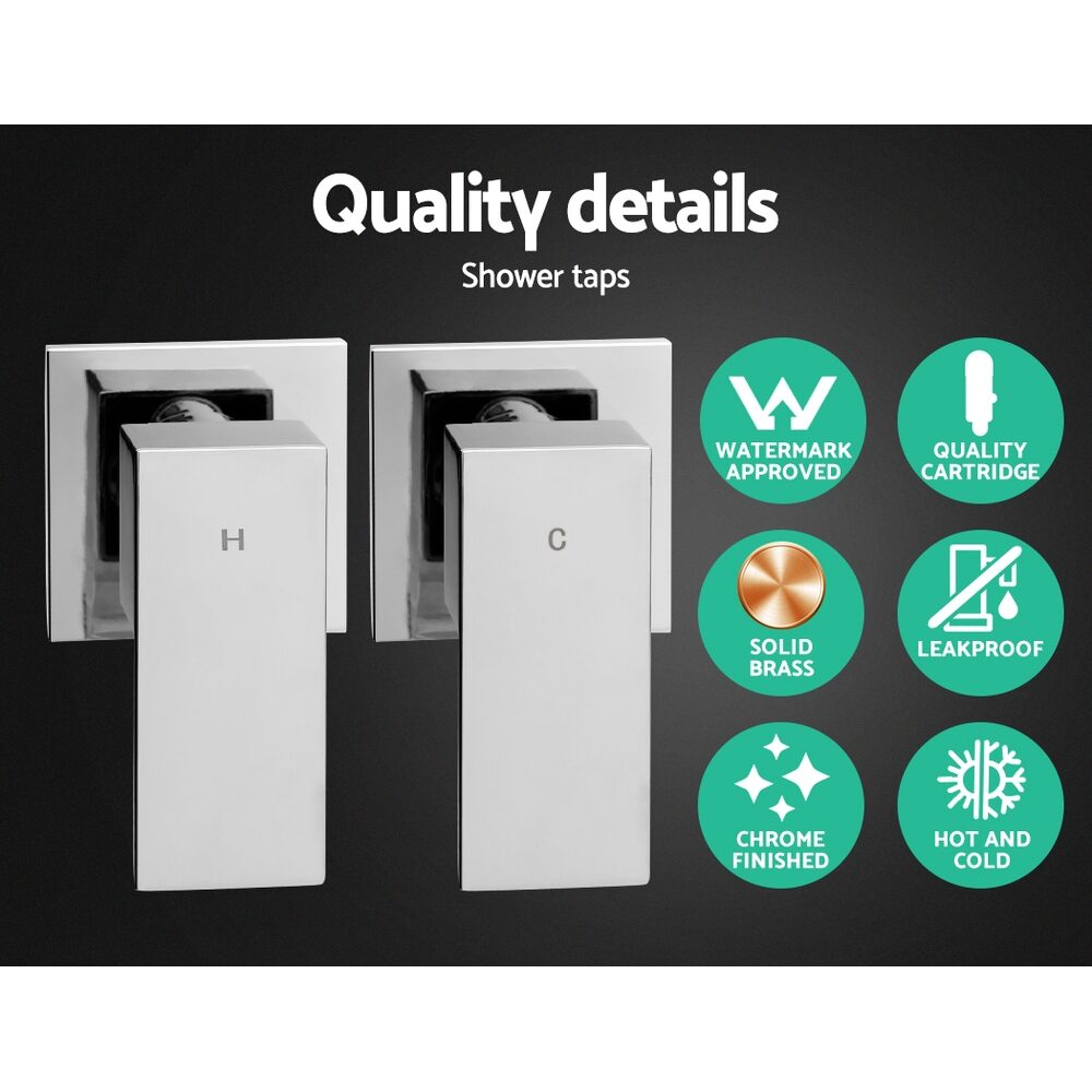 Cefito 10'' Rain Shower Head Set Handheld Square High Pressure Twins Tap Chrome - product image 7
