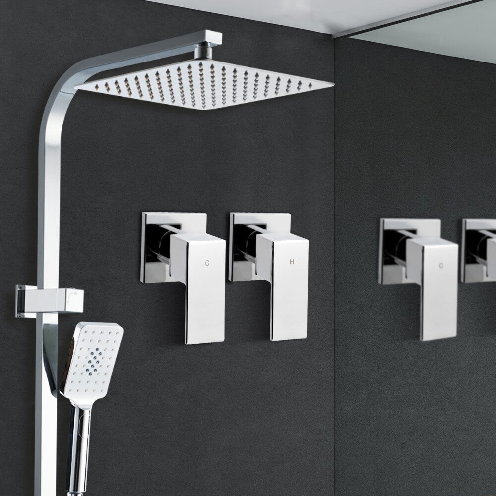 Cefito 10'' Rain Shower Head Set Handheld Square High Pressure Twins Tap Chrome - product image 8