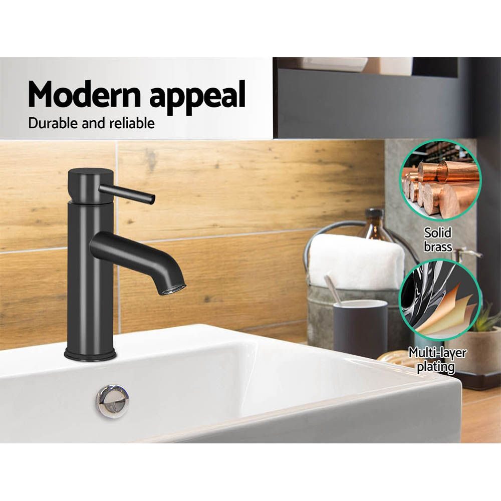 Cefito Bathroom Basin Mixer Tap Round Brass Faucet Vanity Laundry Black - product image 5