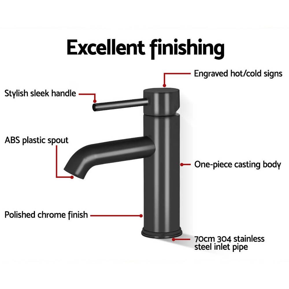 Cefito Bathroom Basin Mixer Tap Round Brass Faucet Vanity Laundry Black - product image 6