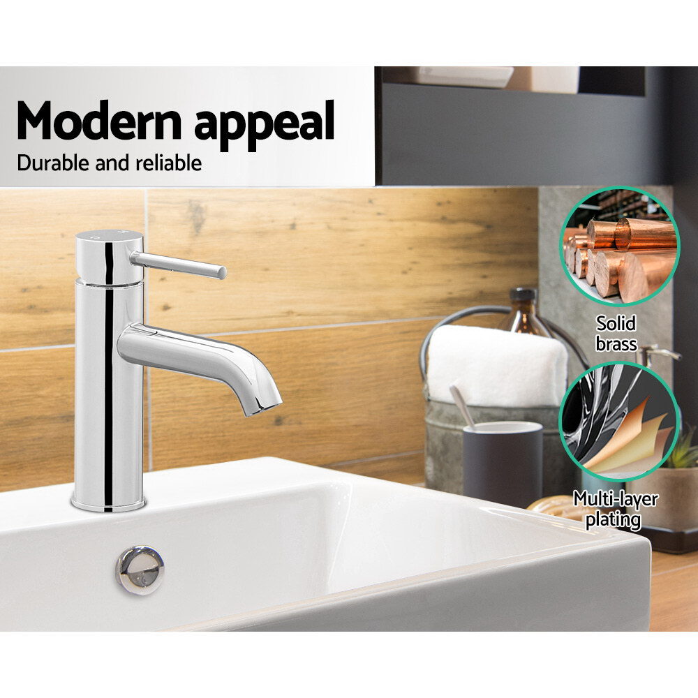 Cefito Bathroom Basin Mixer Tap Round Brass Faucet Vanity Laundry Chrome - product image 5