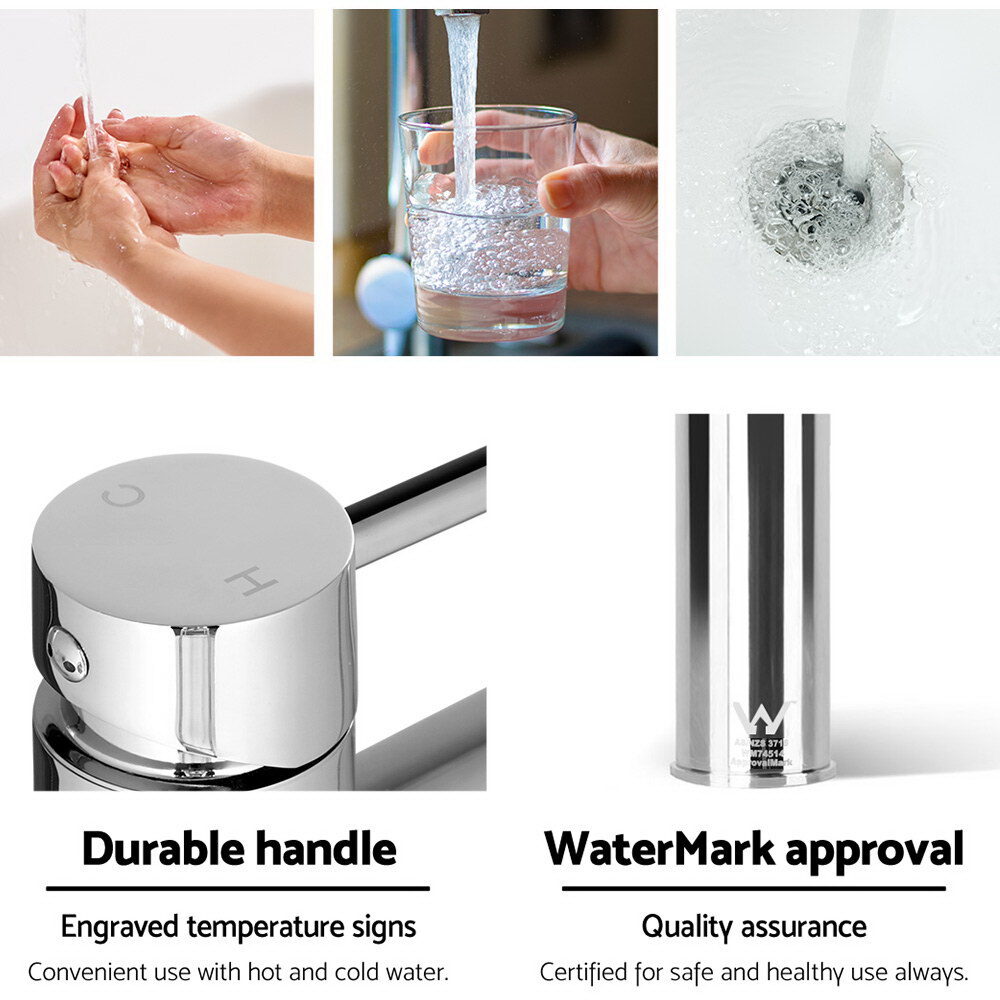 Cefito Bathroom Basin Mixer Tap Round Brass Faucet Vanity Laundry Chrome - product image 7