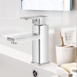 Cefito Bathroom Basin Mixer Tap Square Faucet Vanity Laundry Chrome - TAP-A-81H57-SI