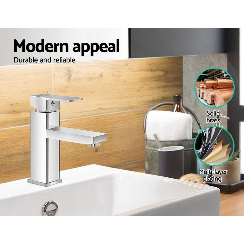 Cefito Bathroom Basin Mixer Tap Square Faucet Vanity Laundry Chrome - product image 5