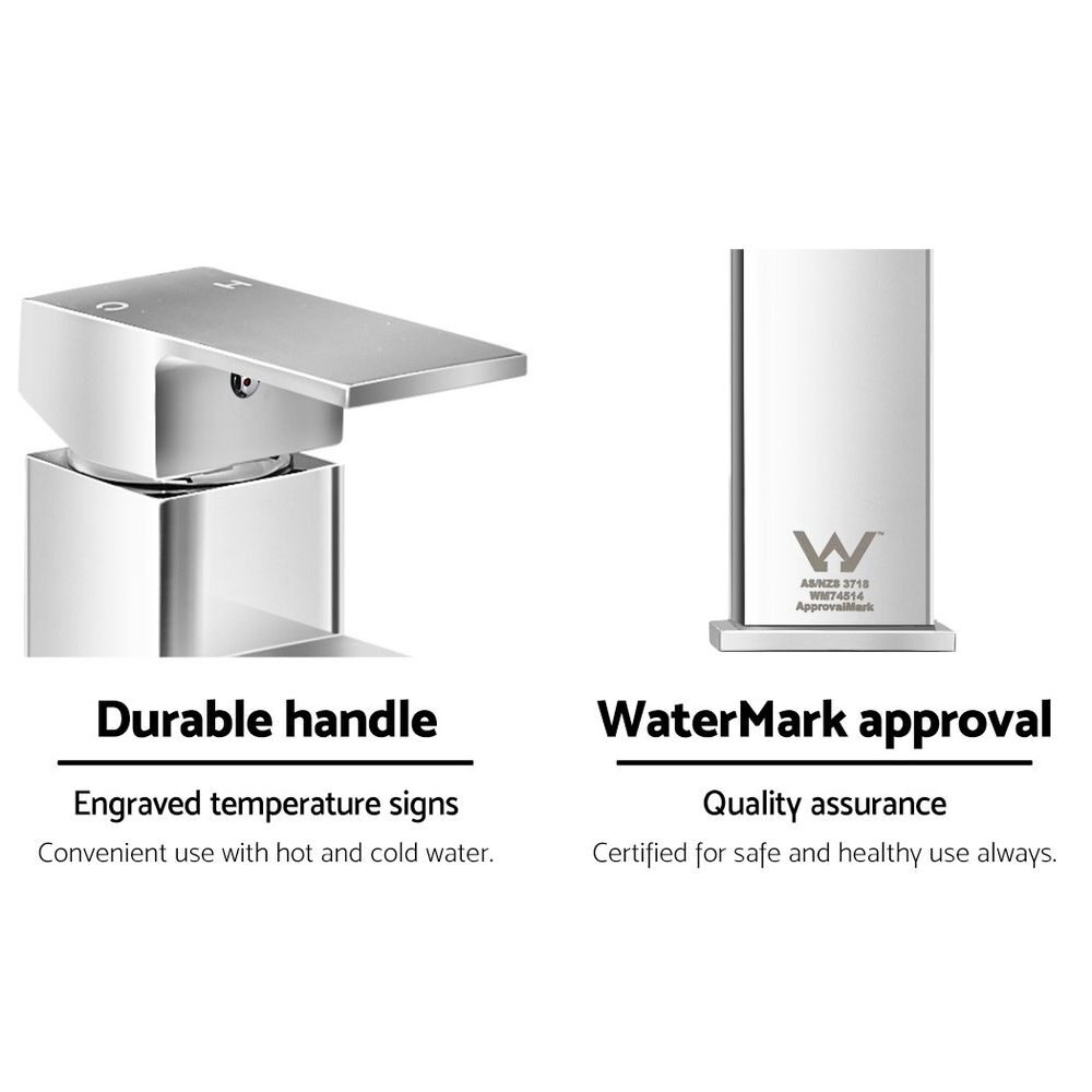 Cefito Bathroom Basin Mixer Tap Square Faucet Vanity Laundry Chrome - product image 8