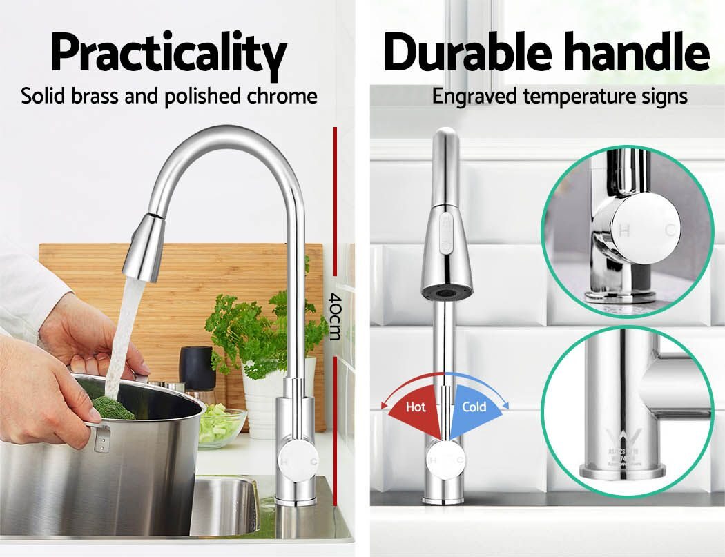 Cefito Kitchen Mixer Tap Pull Out 2 Mode Sink Faucet Basin Laundry Chrome - product image 4