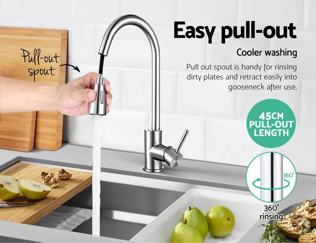 Cefito Kitchen Mixer Tap Pull Out 2 Mode Sink Faucet Basin Laundry Chrome - product image 5