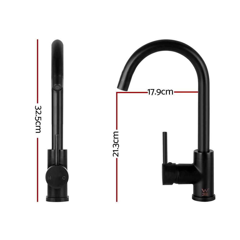 Cefito Kitchen Mixer Tap Mixer Round Sink Faucet Basin Laundry Black - product image 2