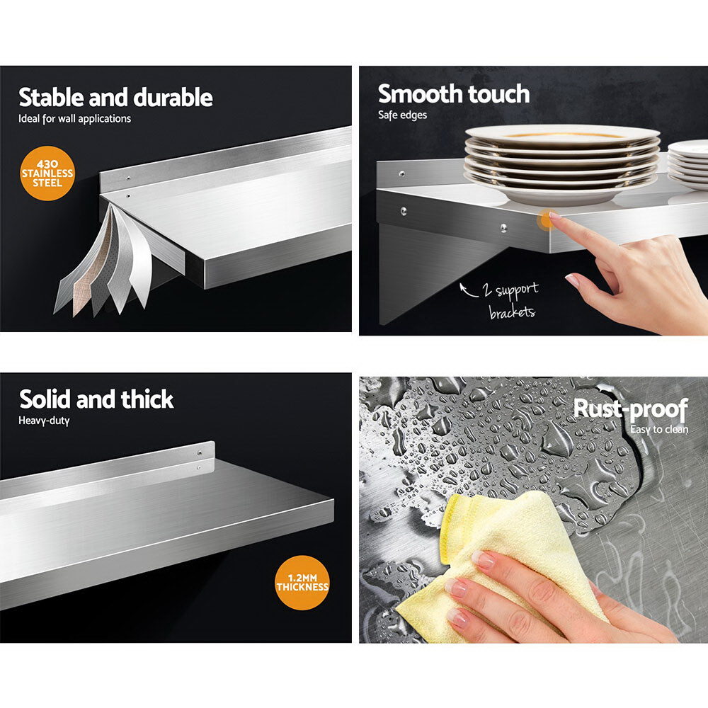 Cefito 1800mm Stainless Steel Kitchen Wall Shelf Mounted Rack - product image 5